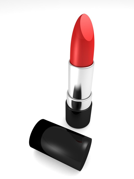 Pomada de lápiz labial rojo sobre fondo blanco
 - Foto, imagen