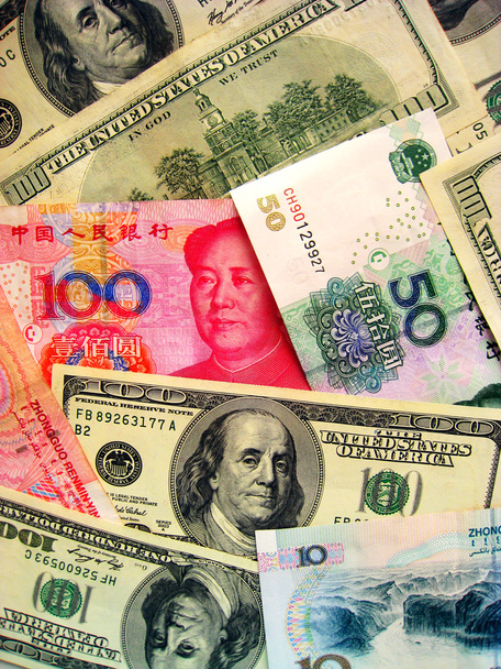 Para birimleri: Bize dolar ve Çin Rmb - Fotoğraf, Görsel