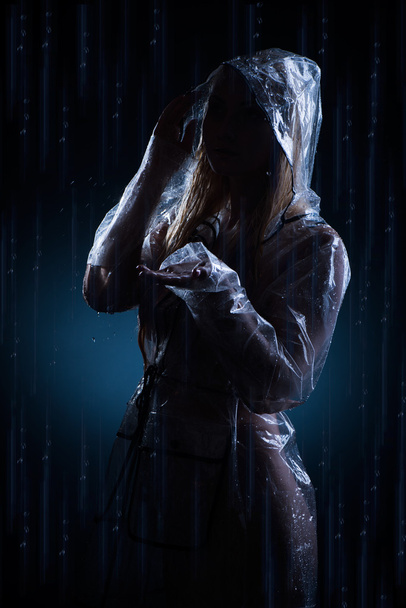 Blonde woman in raincoat - Fotó, kép