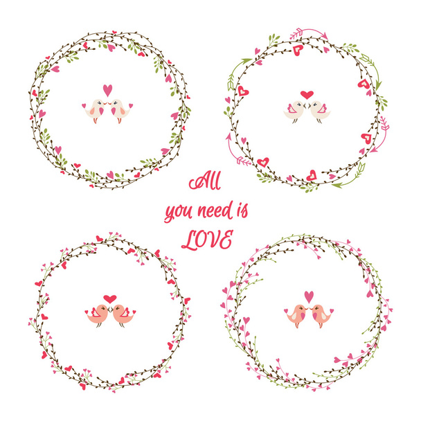 Set of floral vector wreathes.  - Vector, Image