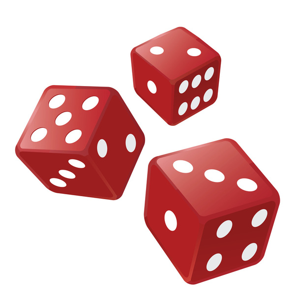 Three red dices. - Vector, Image
