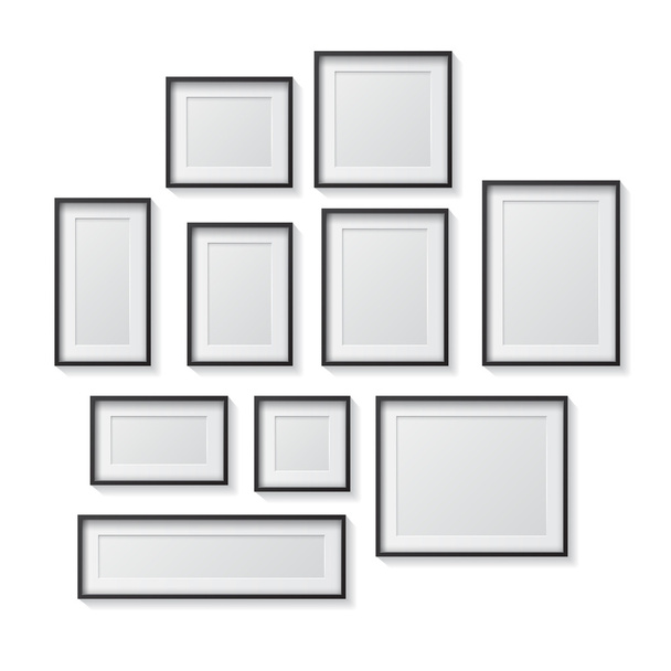 Set of Black Blank Picture Frames - Vector, afbeelding