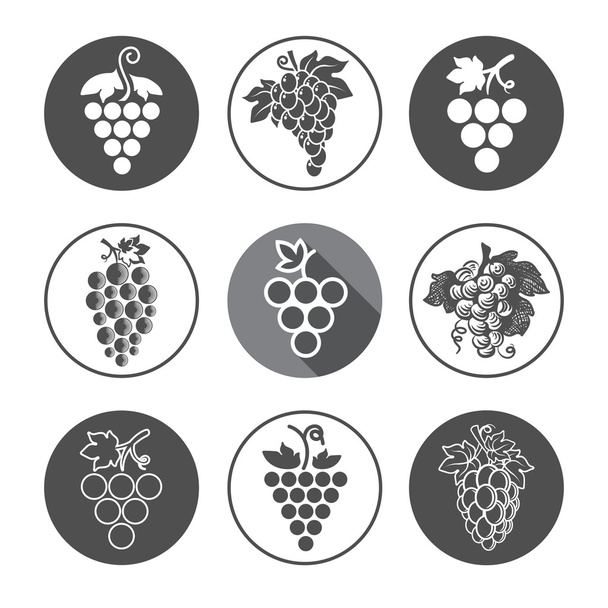 Grapes Icons and Logo Set - Vector, afbeelding
