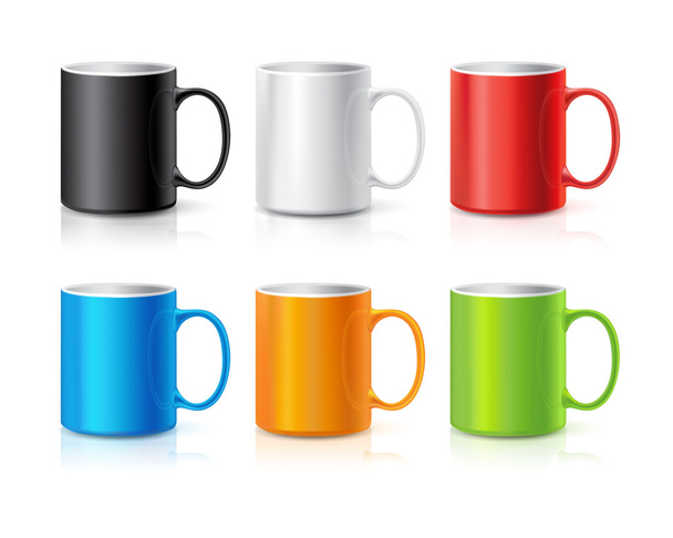 Set or Realistic Coffee or Tea Cups - Vector, Image