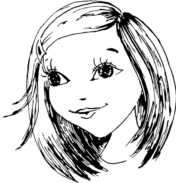 The little girl has drawn in a vector - Vector, Image