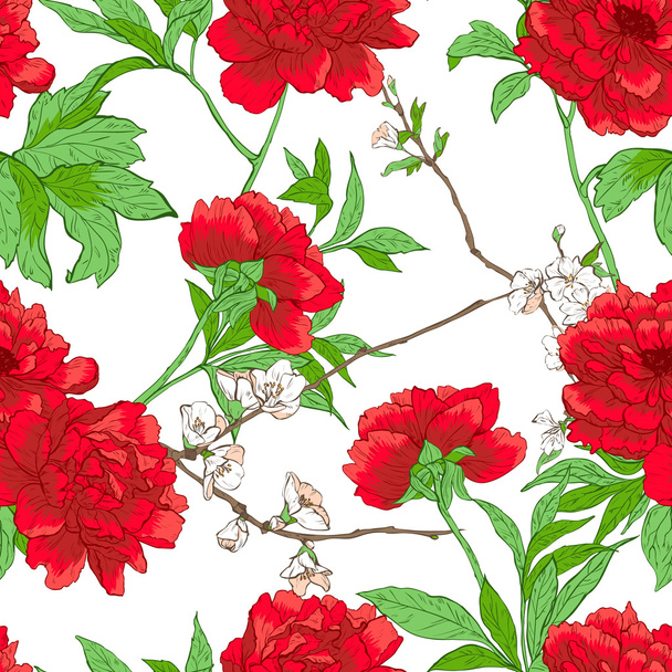 Floral pattern with flowers. - Вектор,изображение