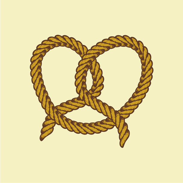 Pretzel - bruin touw thema - Vector, afbeelding