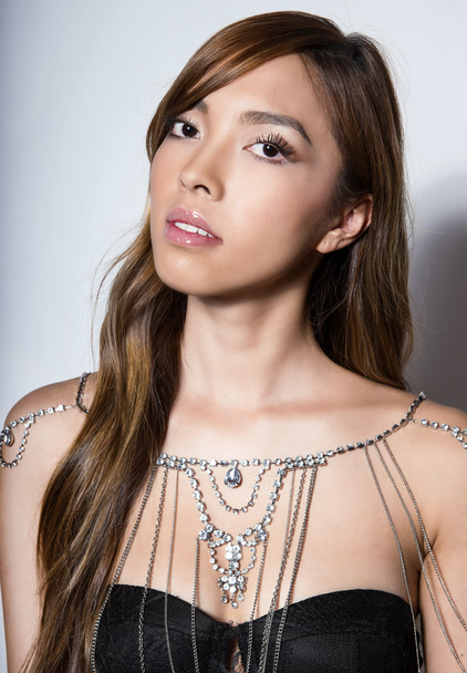 beautiful young asian woman with long hair - Zdjęcie, obraz