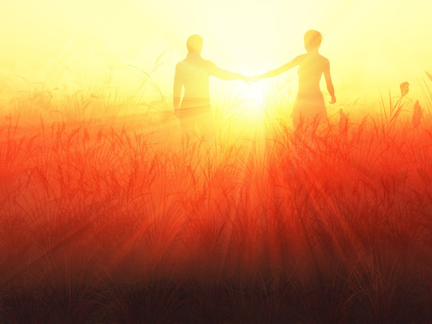 romantisches Paar bei Sonnenaufgang - Foto, Bild