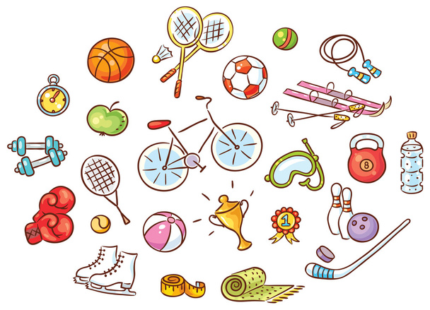 Conjunto de desporto colorido desenhos animados Coisas
 - Vetor, Imagem