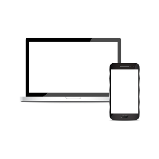 computer notebook and mobile on white background isolate vector illustration eps 10 - Vector, Image