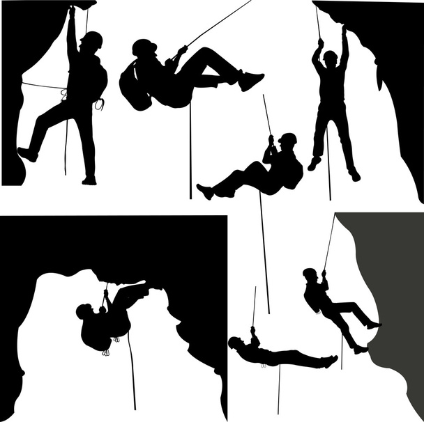 Rock klimmers silhouet collectie - Vector, afbeelding
