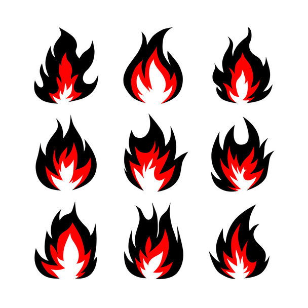 Set of fire symbols, vector illustration. - Vector, Image
