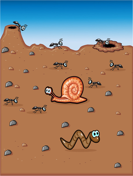 slak mieren wormen - Vector, afbeelding
