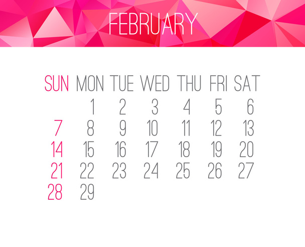 February 2016 monthly calendar - Vector, Image