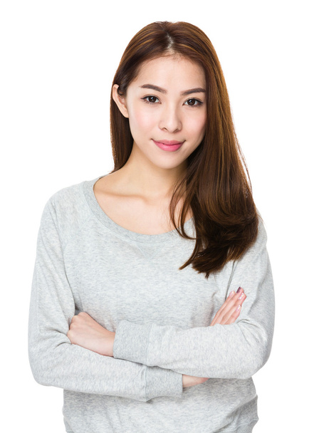 Asian young woman in grey sweater - Photo, Image