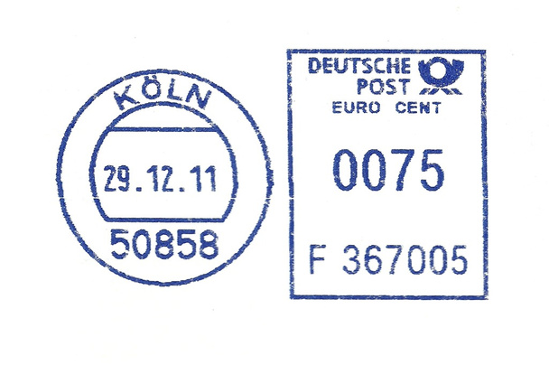 青いドイツ消印 - 写真・画像