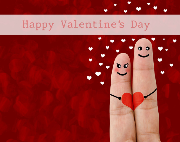 Painted finger smiley, valentine's day concept. - Foto, Imagem