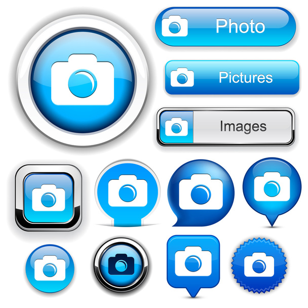 Photo high-detailed web button collection. - Vektor, obrázek