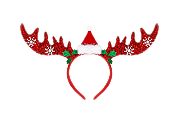 Pair of toy reindeer horns. Isolated on a white background.  - Photo, Image