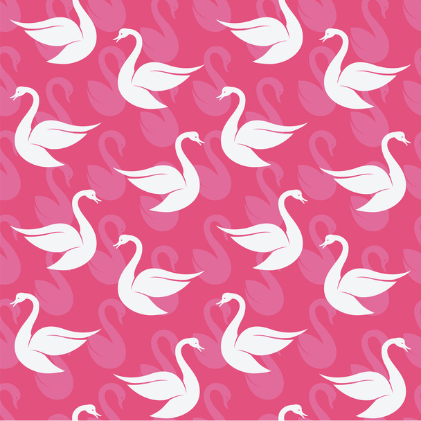 ピンクの背景にホワイト スワンとシームレスなパターンをベクトル。壁 - ベクター画像