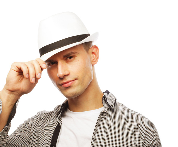 young casual man with hat - Φωτογραφία, εικόνα
