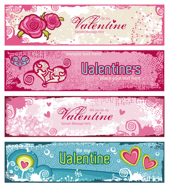 grungy Valentine banners - Vector, Image