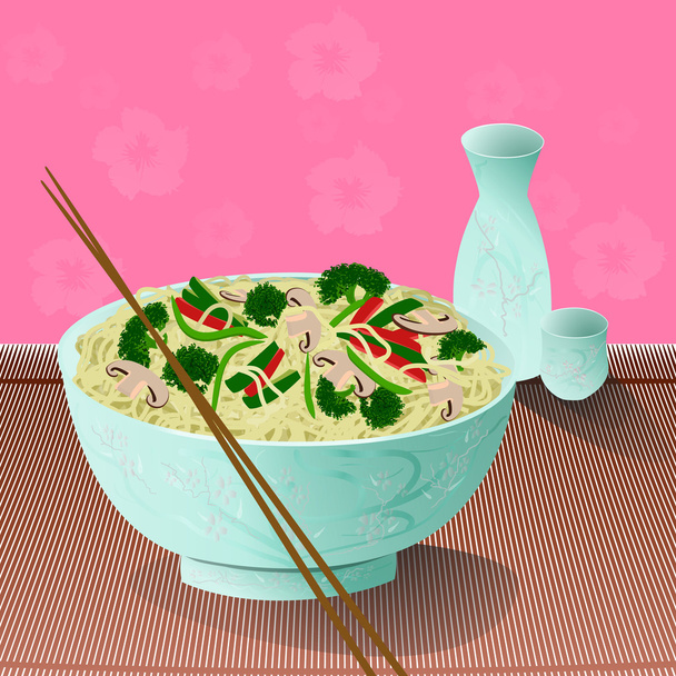 A bowl of delicious noodles - Vector, Image