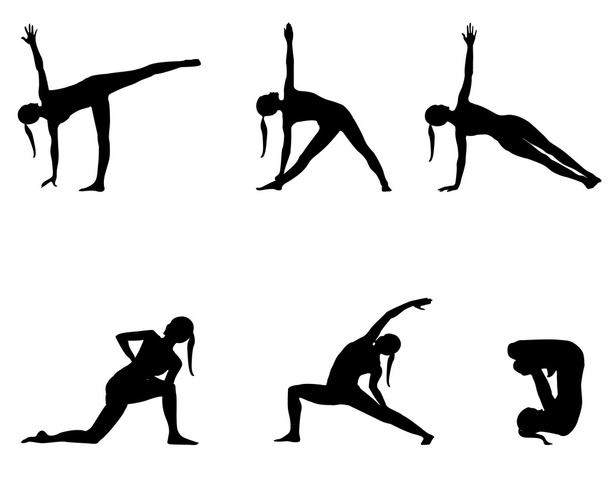Йога серії шість силуети - Фото, зображення