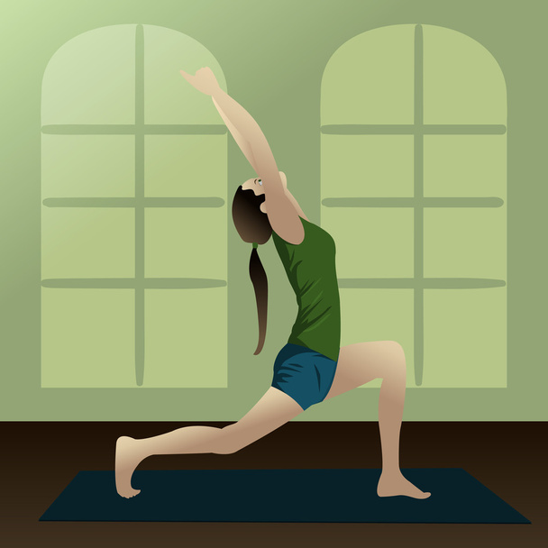 Yoga poz virabhadrasana - Vektör, Görsel