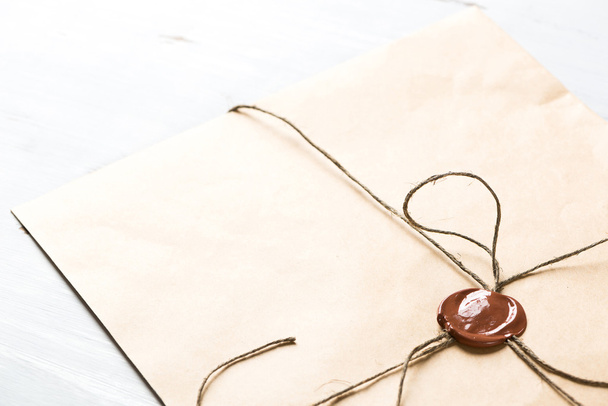 envelope with wax seal - 写真・画像