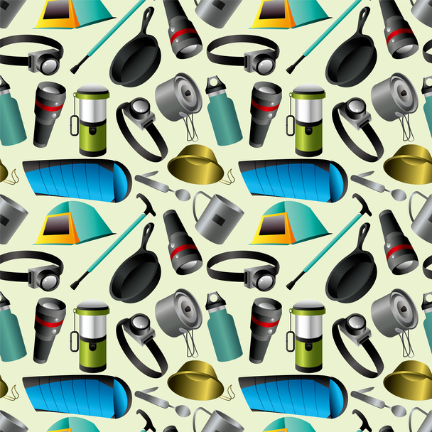 Camping seamless pattern - Vector, afbeelding