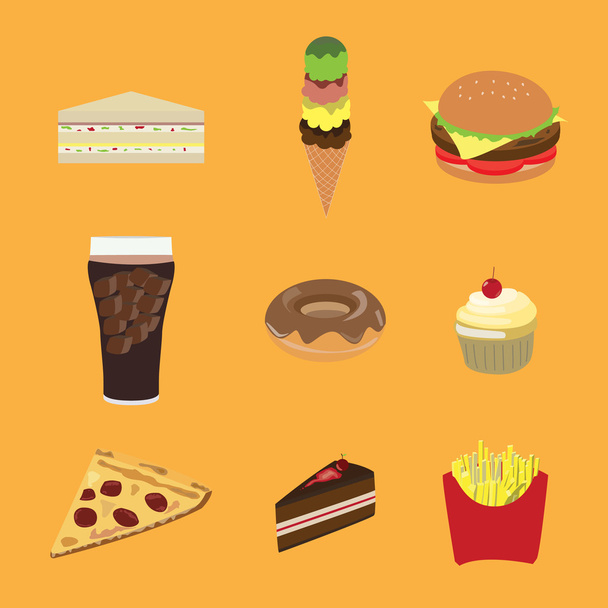 junk food collection set - Vector, Image