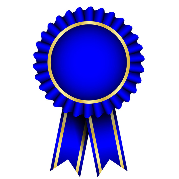 Vector blue badge with ribbon - Vektor, obrázek