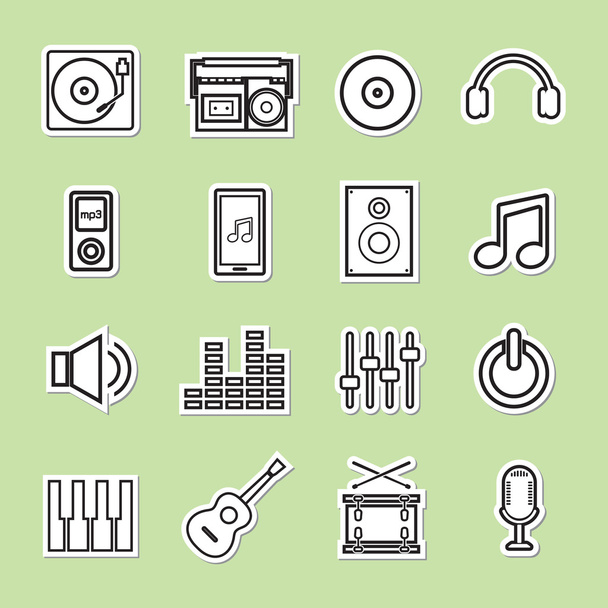 conjunto de ícone de música de linha
 - Vetor, Imagem