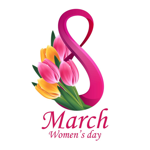 8 March Women's Day greeting card template - Vetor, Imagem