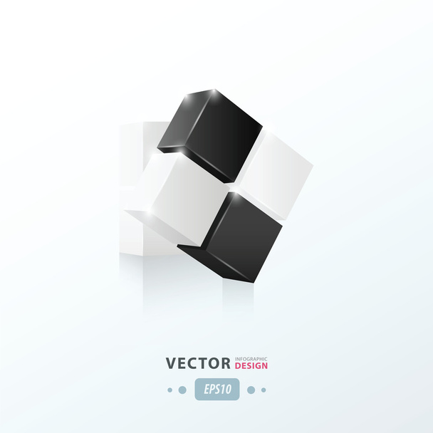 3D Куб крутиться чорно-білий
 - Вектор, зображення