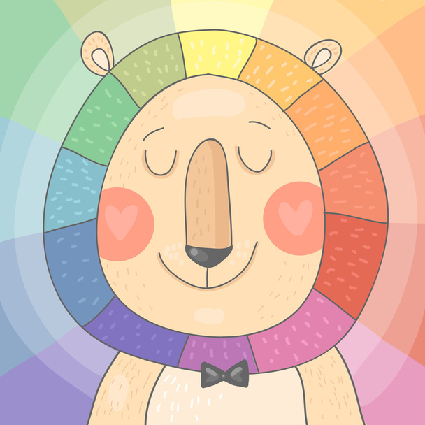 León lindo con melena de arco iris
 - Vector, imagen