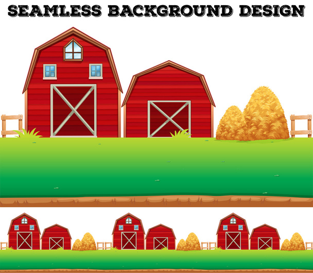 Barns and haystack on farm - Vector, Image