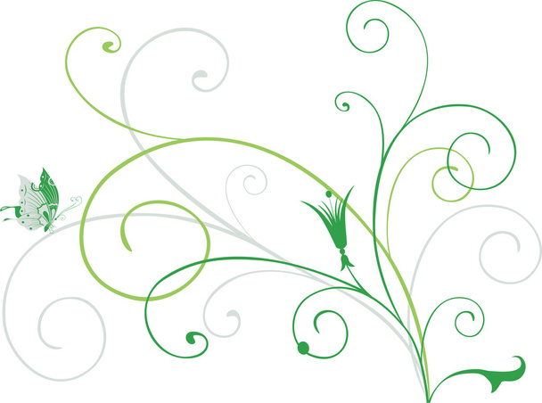 decoratieve groene krullen - Vector, afbeelding