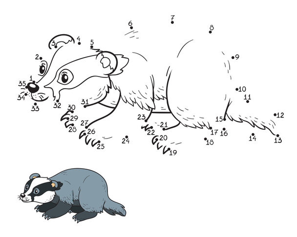 Numbers game for children (badger) - Vector, Image