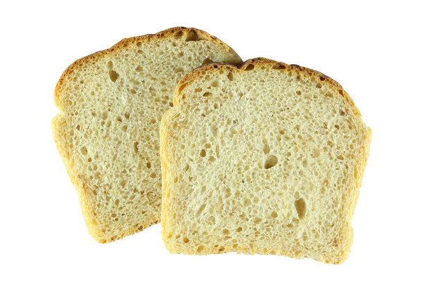 dos rebanadas de pan aisladas sobre fondo blanco
 - Foto, Imagen