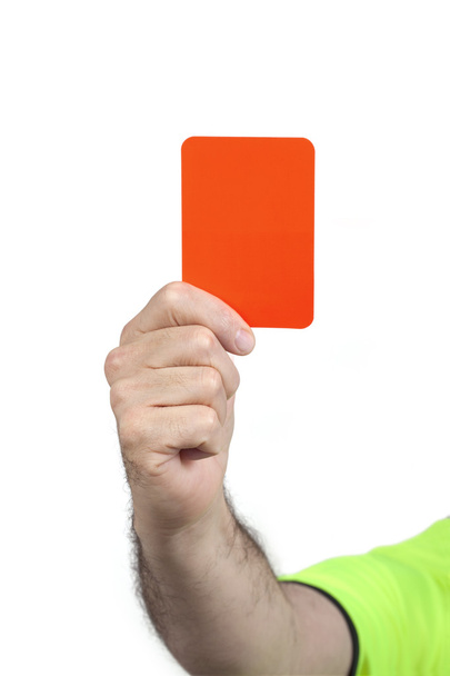 Main d'arbitre avec carton rouge
 - Photo, image