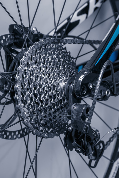 partes de bicicleta roda traseira cassete close-up
 - Foto, Imagem