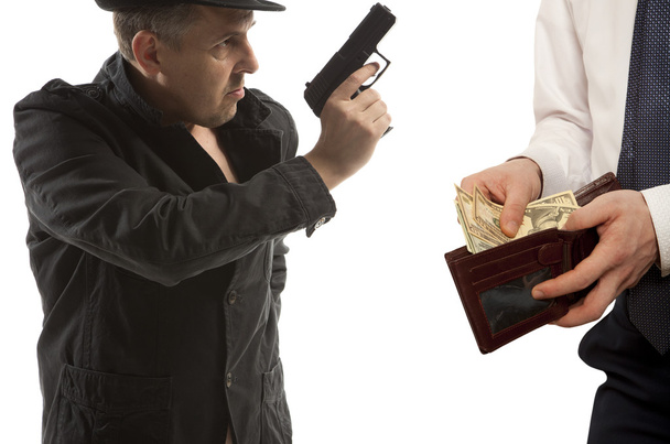 Robbery by businessman isolated  - Foto, afbeelding