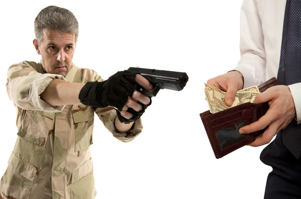 Robbery by businessman isolated  - Foto, Imagen