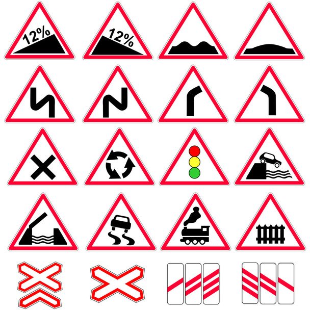 Set of the road signs vector icon. - Vector, Image