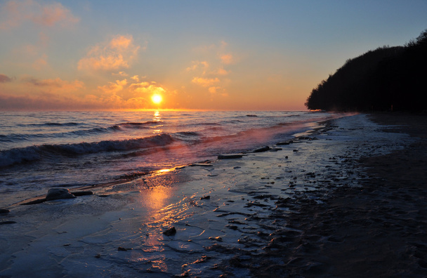 Krásné zimní svítání nad Baltské moře v Polsku - Fotografie, Obrázek