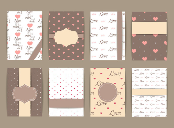 Valentines day and Wedding  Set. Vintage romantic backgrounds. Vector Design Templates Collection for Banners, Placards, Posters  - Διάνυσμα, εικόνα