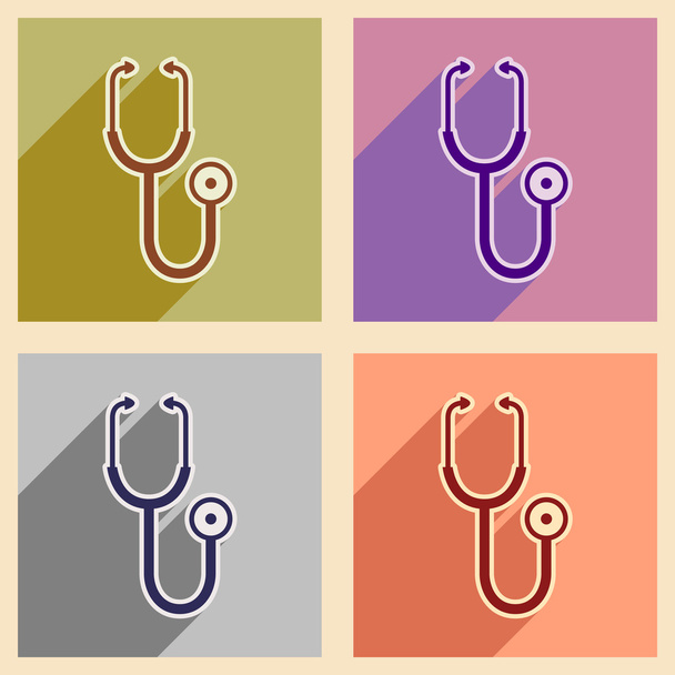 Icons of assembly medical stethoscope in flat style - Vector, Image